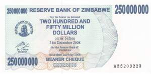 250 Million Dollars Zimbabwe p.592008
